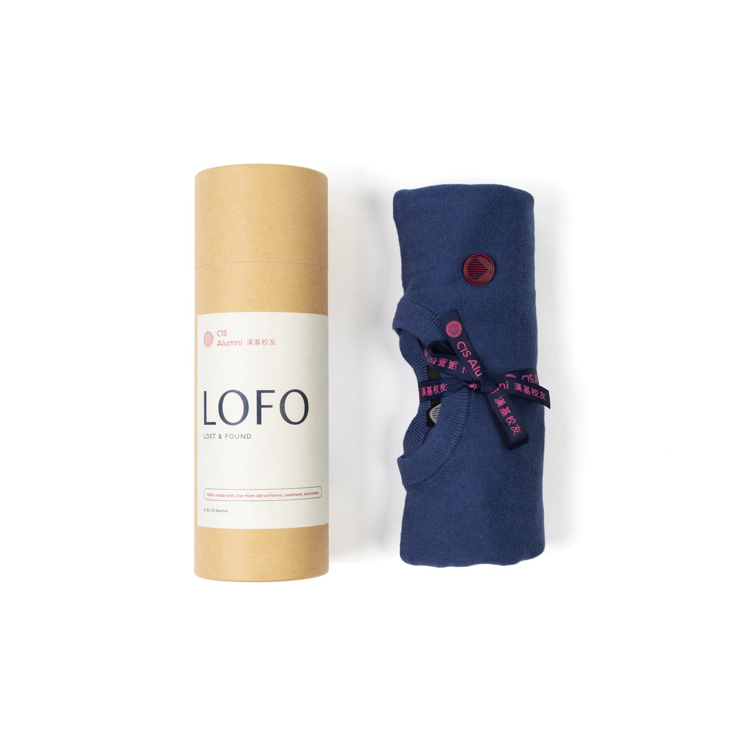 LOFO Cashmere & Upcycled Cotton Crewneck Sweater in Navy