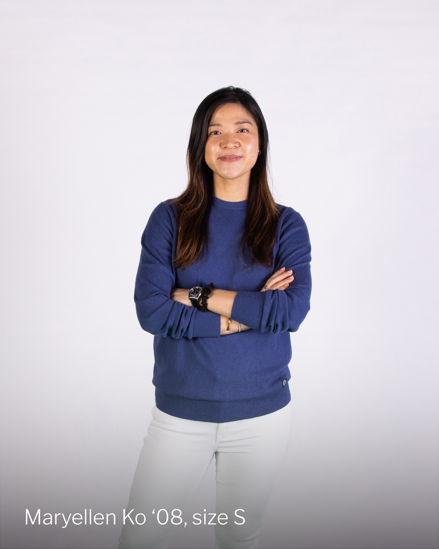 LOFO Cashmere & Upcycled Cotton Crewneck Sweater in Navy