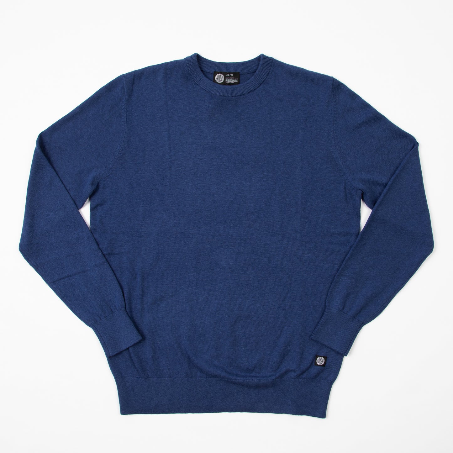 LOFO Cashmere & Upcycled Cotton Crewneck Sweater in Navy